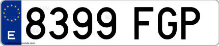 Ejemplo de matrícula española 8399 FGP