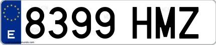 Ejemplo de matrícula española 8399 HMZ
