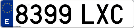 Ejemplo de matrícula de coche ordinaria 8399 LXC