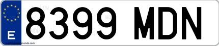 Ejemplo de matrícula española 8399 MDN