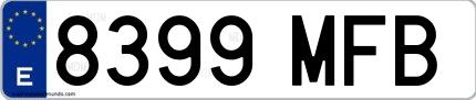 Ejemplo de matrícula española 8399 MFB