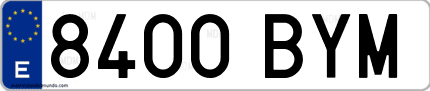 Ejemplo de matrícula de coche ordinaria 8400 BYM
