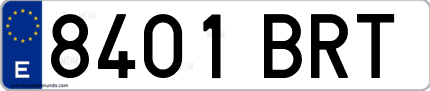 Ejemplo de matrícula de coche ordinaria 8401 BRT