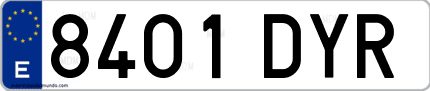 Ejemplo de matrícula de coche ordinaria 8401 DYR
