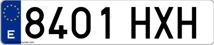 Ejemplo de matrícula española 8401 HXH