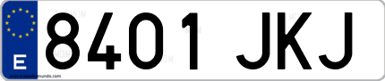 Ejemplo de matrícula de coche ordinaria 8401 JKJ