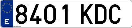 Ejemplo de matrícula española 8401 KDC