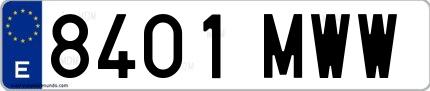 Ejemplo de matrícula española 8401 MWW