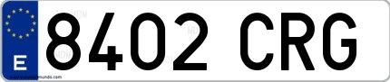 Ejemplo de matrícula española 8402 CRG