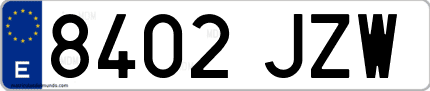 Ejemplo de matrícula de coche ordinaria 8402 JZW