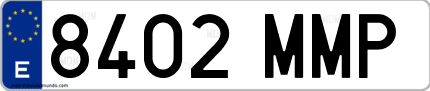 Ejemplo de matrícula de coche ordinaria 8402 MMP