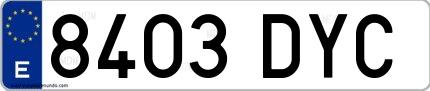 Ejemplo de matrícula española 8403 DYC