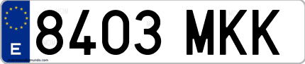 Ejemplo de matrícula de coche ordinaria 8403 MKK