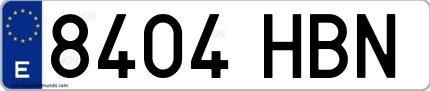 Ejemplo de matrícula española 8404 HBN