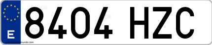 Ejemplo de matrícula de coche ordinaria 8404 HZC