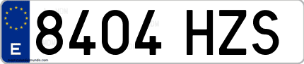 Ejemplo de matrícula de coche ordinaria 8404 HZS