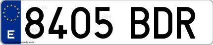 Ejemplo de matrícula española 8405 BDR