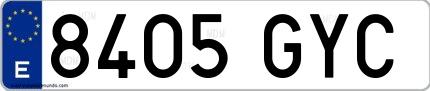 Ejemplo de matrícula española 8405 GYC