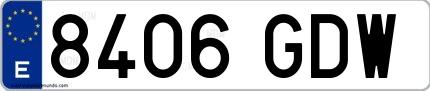 Ejemplo de matrícula española 8406 GDW