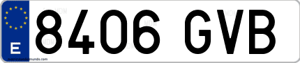 Ejemplo de matrícula de coche ordinaria 8406 GVB