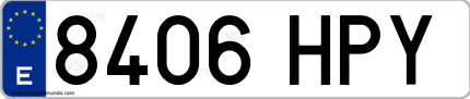Ejemplo de matrícula de coche ordinaria 8406 HPY
