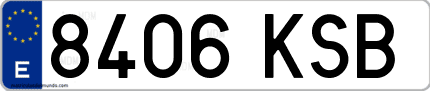Ejemplo de matrícula de coche ordinaria 8406 KSB
