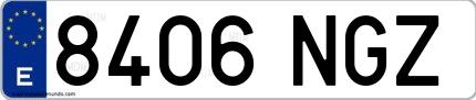 Ejemplo de matrícula española 8406 NGZ