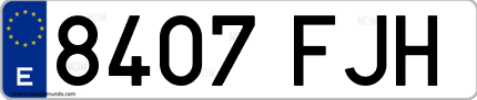 Ejemplo de matrícula de coche ordinaria 8407 FJH