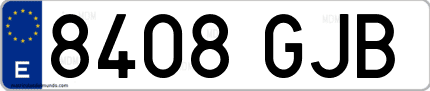 Ejemplo de matrícula de coche ordinaria 8408 GJB