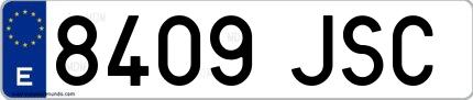 Ejemplo de matrícula española 8409 JSC