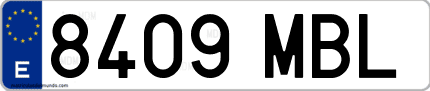 Ejemplo de matrícula de coche ordinaria 8409 MBL