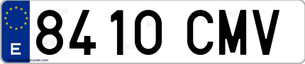 Ejemplo de matrícula de coche ordinaria 8410 CMV