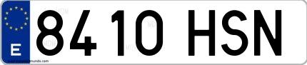 Ejemplo de matrícula española 8410 HSN