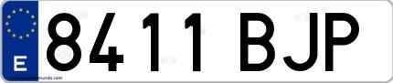 Ejemplo de matrícula española 8411 BJP