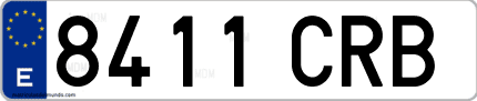 Ejemplo de matrícula de coche ordinaria 8411 CRB