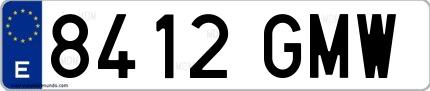 Ejemplo de matrícula española 8412 GMW