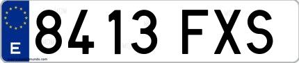 Ejemplo de matrícula española 8413 FXS