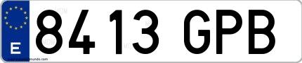 Ejemplo de matrícula española 8413 GPB