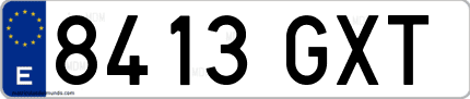 Ejemplo de matrícula de coche ordinaria 8413 GXT