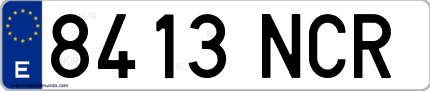 Ejemplo de matrícula de coche ordinaria 8413 NCR