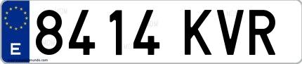 Ejemplo de matrícula española 8414 KVR