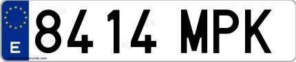 Ejemplo de matrícula española 8414 MPK