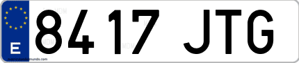 Ejemplo de matrícula de coche ordinaria 8417 JTG