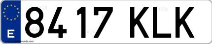 Ejemplo de matrícula española 8417 KLK