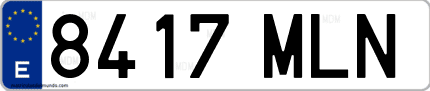 Ejemplo de matrícula de coche ordinaria 8417 MLN