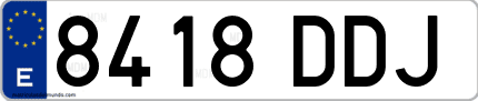 Ejemplo de matrícula de coche ordinaria 8418 DDJ