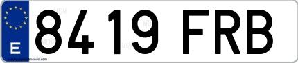 Ejemplo de matrícula española 8419 FRB