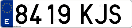 Ejemplo de matrícula de coche ordinaria 8419 KJS