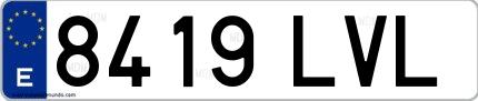 Ejemplo de matrícula española 8419 LVL
