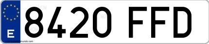 Ejemplo de matrícula española 8420 FFD